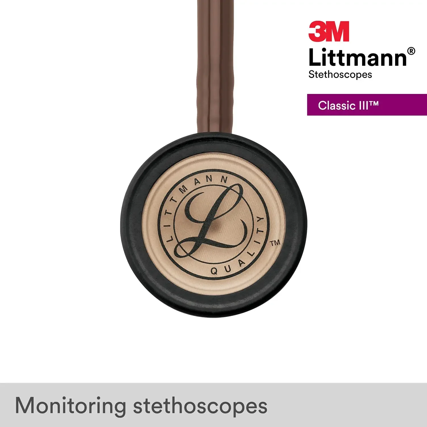 3M Littmann Classic III Monitoring Stethoscope 5809 Chocolate Gold Tube Stainless Stem and Headset For Doctor Nurse Health Care