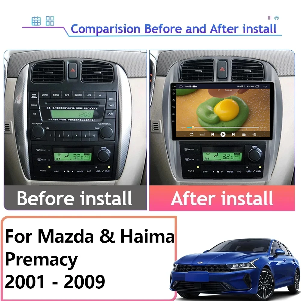 Android For Mazda & Haima Premacy 2001 - 2009 Navigation GPS Autoradio Touchscreen Car Radio Audio Cam WIFI QLED 5G Stereo Head