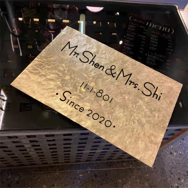 

Hand Tapping Hammer Pattern Brass Sign Customization Company Homestay Studio Billboard Villa Door Plaque Customization