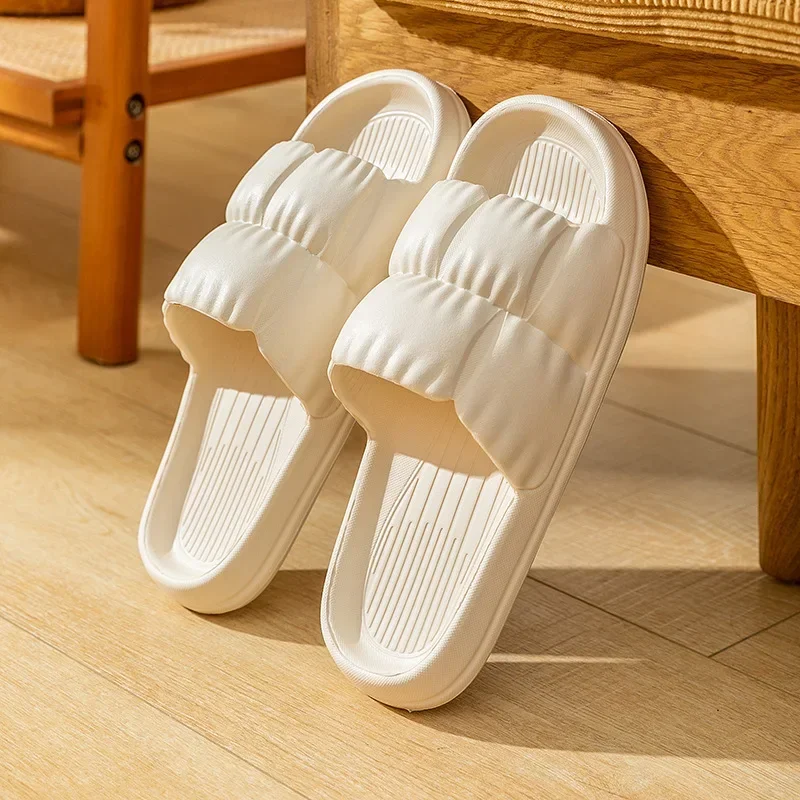 Popular pleated petal slippers for women in all four seasons, couple's slippers, women's home shoes, household EVA slippers image 4