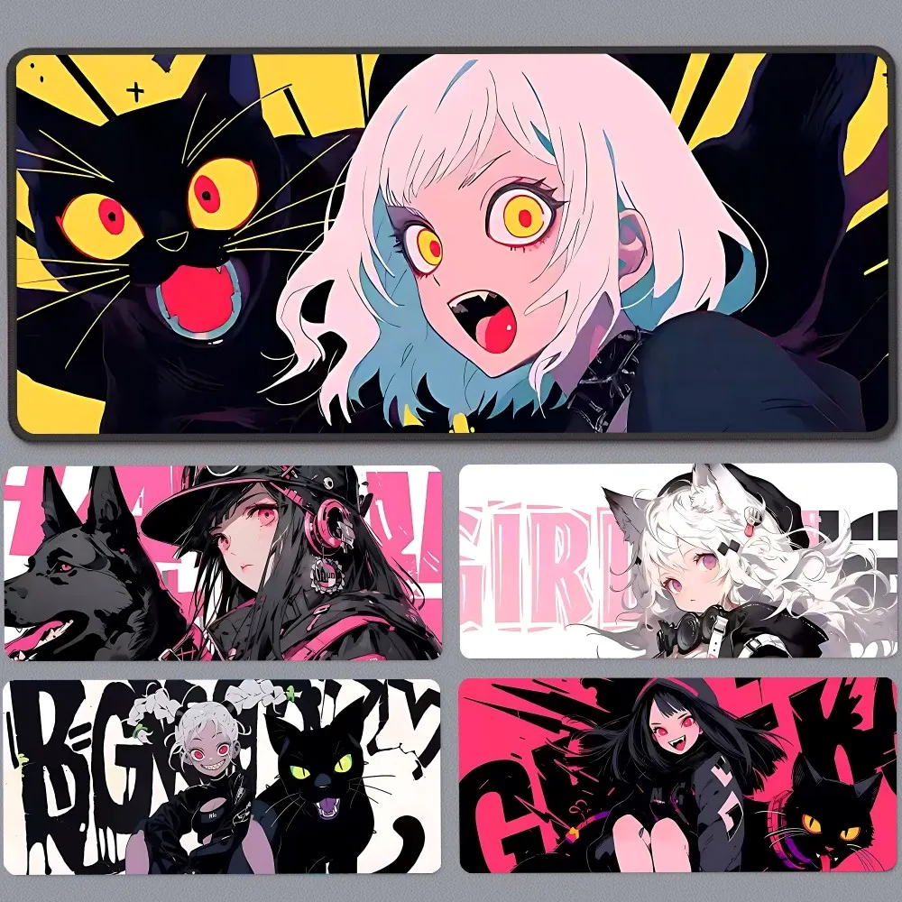 Anime Cat Cute Girl Mousepad Mousepad New Arrivals Large Gaming Mousepad L XL XXL Gamer Mouse Pad Size For Keyboards Mat