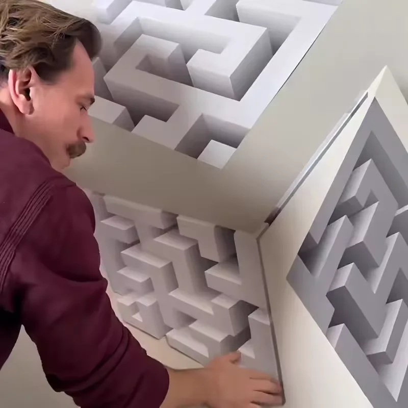 Impossible Corner Wall Art That Reshapes Reality Illusionary Creative 3D Wall Art Sticker DIY Optical Illusion Corner Wall Decal