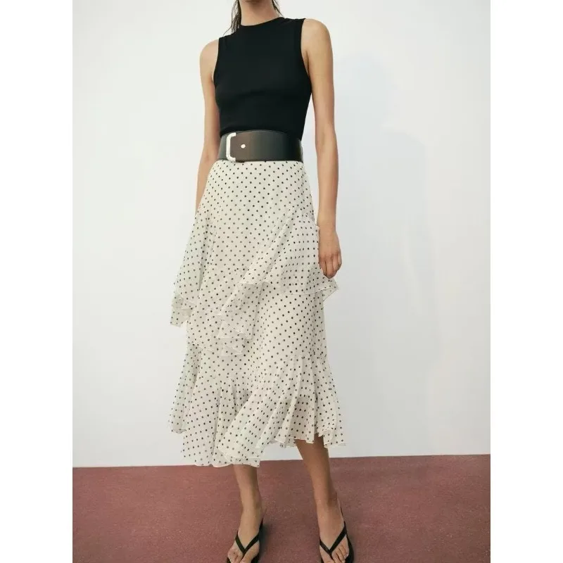Women S 2026 Summer New Comfortable Color Block Sleeveless Polka Dot Belt Layered Long Dress for Beach Vacation Date Outfit