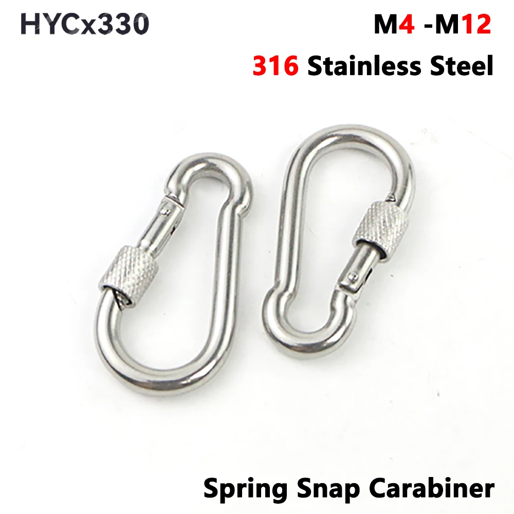 316 Stainless Spring Snap Carabiner Clips, Quick Link Lock Ring, Spring Snap Hooks Shackle for Camping Hiking Water Bottle Keys