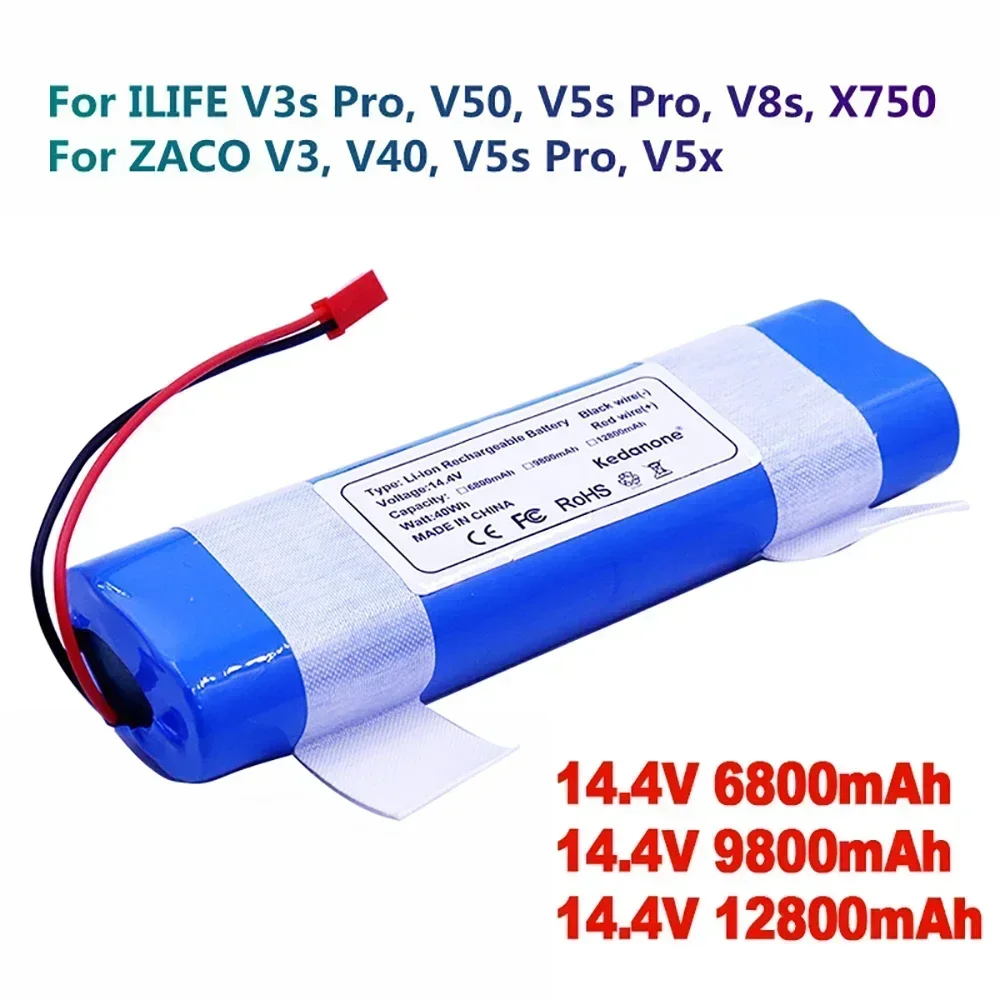 ILIFE 로봇 진공 청소기용 업그레이드 리튬 배터리, ILIFE V5 V5s V50 V3 plus v3s pro 배터리, 14.8V 12800mAh