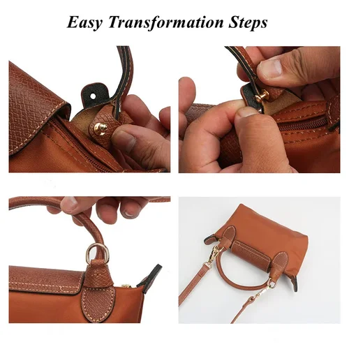 Imagen 2 del producto Correa para bolso, accesorios de transformación para Mini bolso Longchamp, correa de hombro de cuero genuino, correas para cinturón cruzado