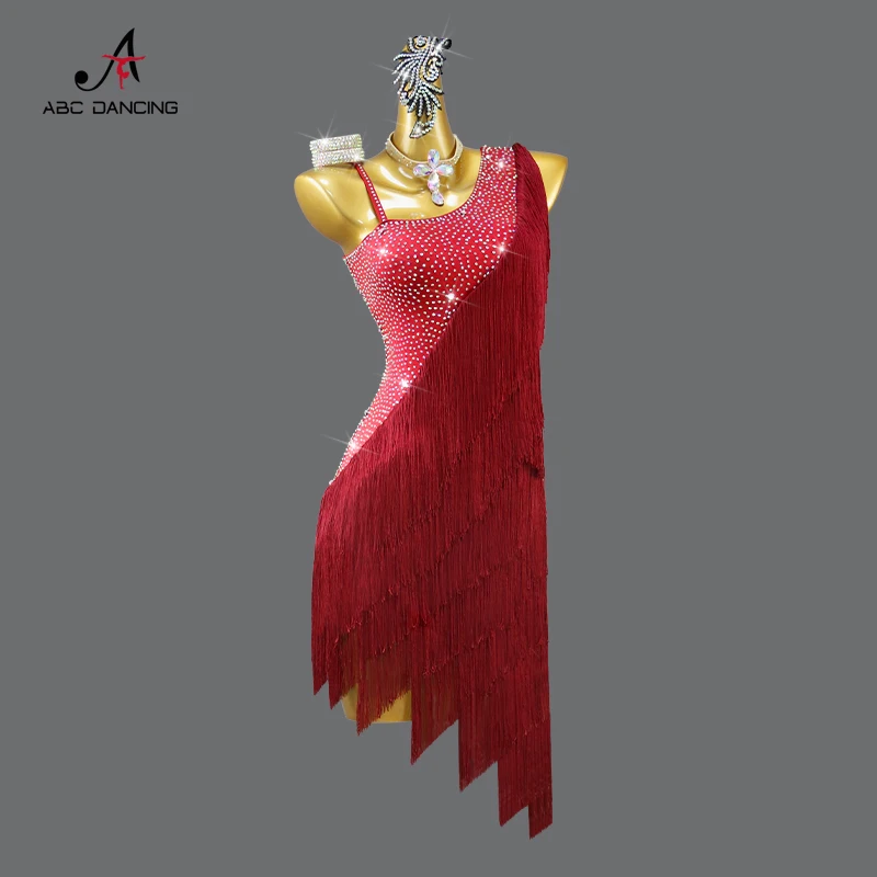 New Latin Dance Dress Women Ball Party Skirt Practice Wear Prom Kid Tassels Costume Ladies Line Suit Sport Girl Samba Customized