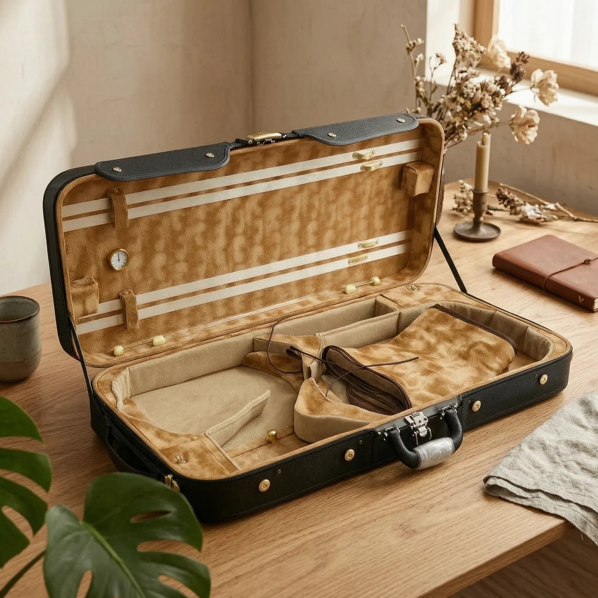 Double Violin Case Zippered Double Violin Case Safeguarding Sturdy for Violinists, Travel, Rehearsals