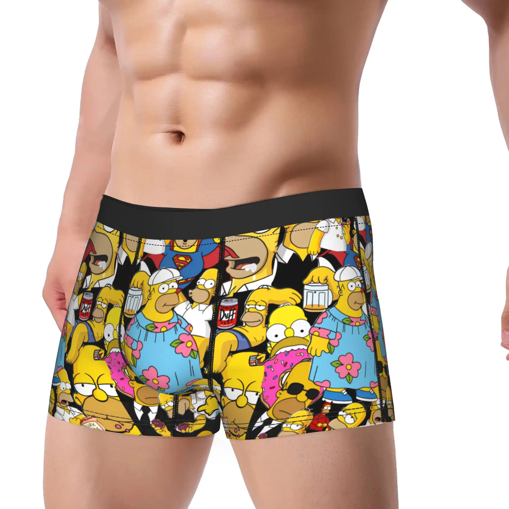 Funny S-Simpsons Homer Memes Shorts Briefs  Underwear Hot Sale Male Breathable Boxershorts Custom Plus Size Underpants