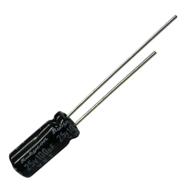 (10pcs) 100uf25v Aluminum Electrolytic Capacitor 25v100uF RUBYCON  YXJ  105°  5*11mm Through Hole Fixed Capacitor