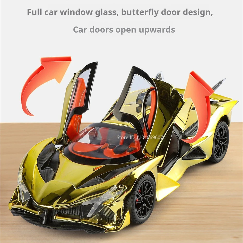 1:24 Apollo EVO Senna Model Speelgoed Spray Supercars Legering Diecast Geluid Licht Schokabsorptie Deuren Geopend Populaire Cadeaus voor Kinderen