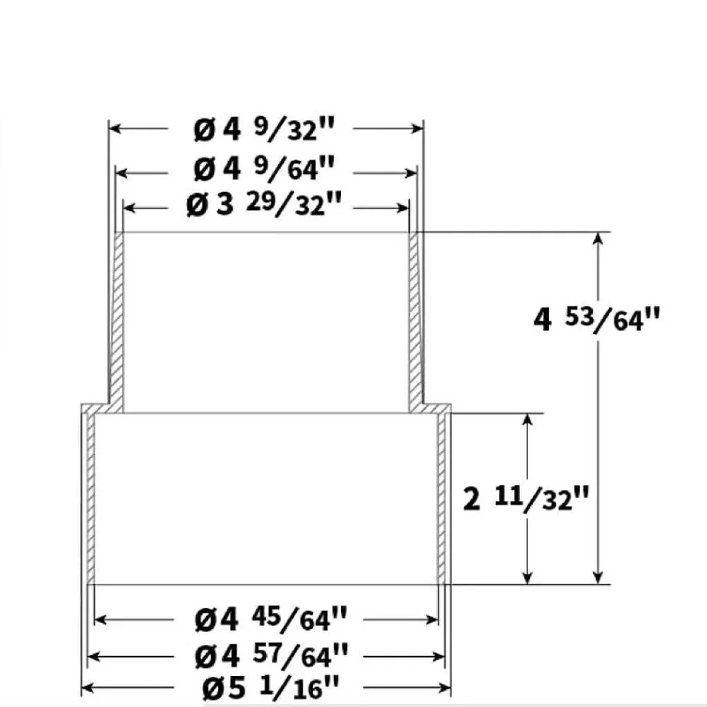 5 inch to 4 inch hose adapter for vacuum dust extraction systems with robust clamps and bendable PVC construction