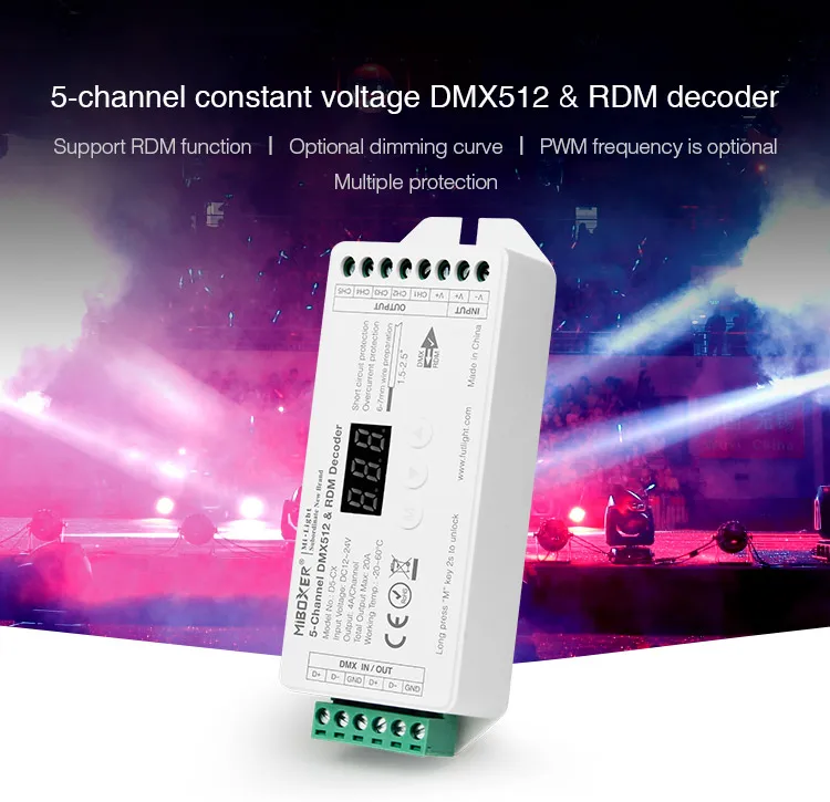 DC12-24V 1 2 3 4 5 Channel Constant Voltage D1-CX D2-CX D3-CX D4-CX D5-CX DMX512 RDM Decoder 1CH 2CH 3CH 4CH 5CH For LED Light