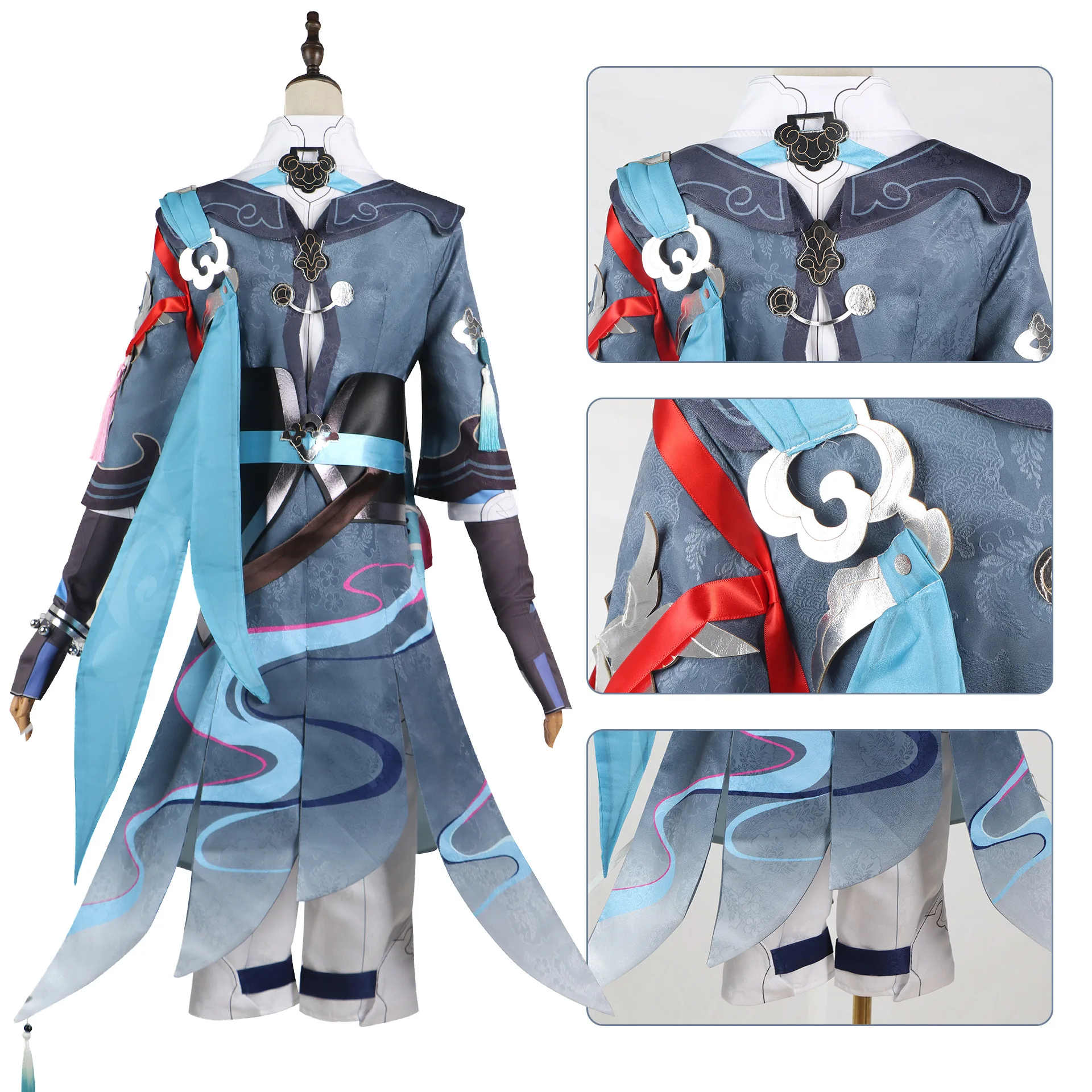 Honkai Star Rail Yanqing disfraz de Cosplay para hombre, conjunto completo de ropa de juego de rol para fiesta de Carnaval de Halloween, peluca