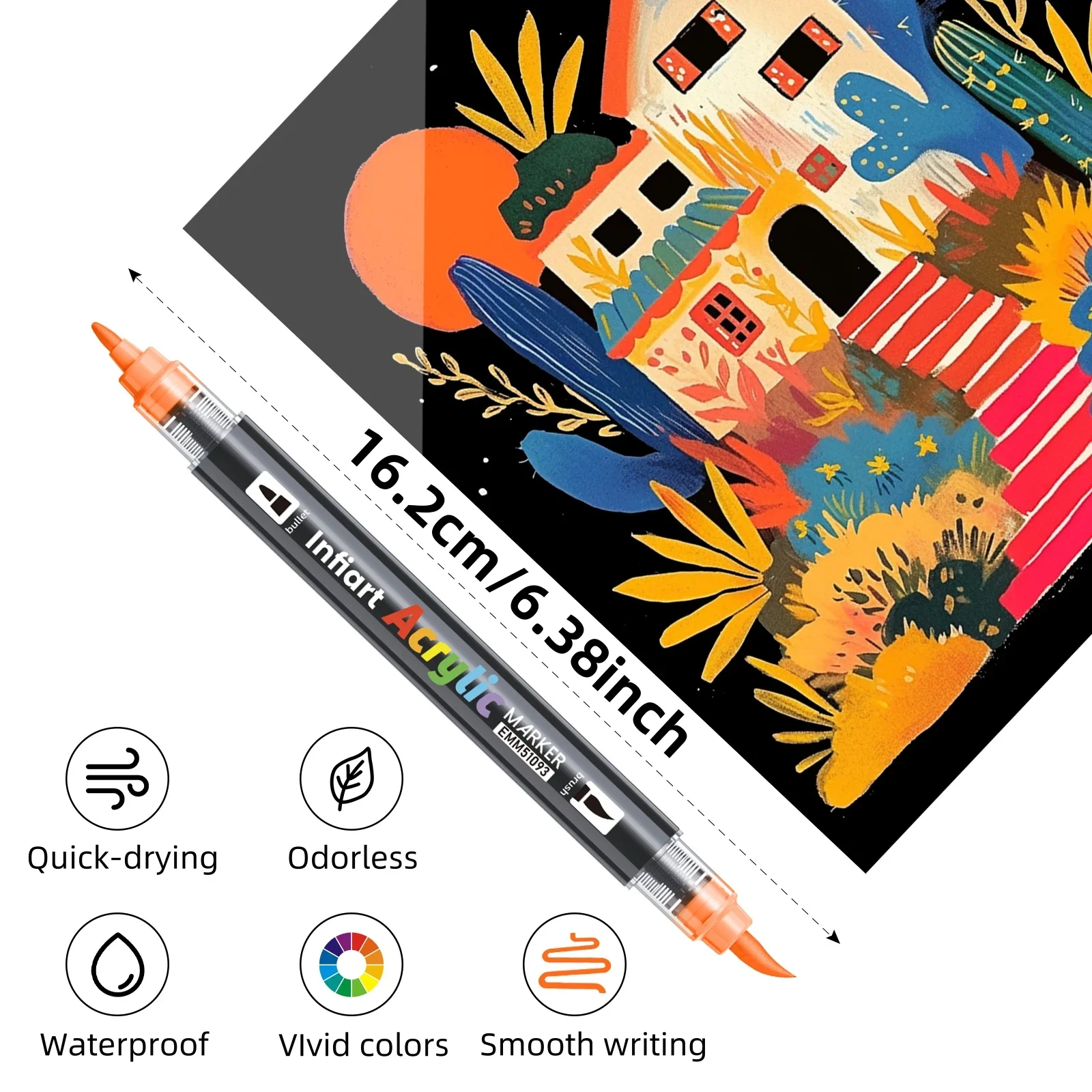 أقلام طلاء أكريليك، علامات طلاء ذات طرف مزدوج، طرف رفيع وأقلام طرف فرشاة للحجر والخشب والقماش وغيرها، واللوازم الفنية، مع حقيبة محمولة #2