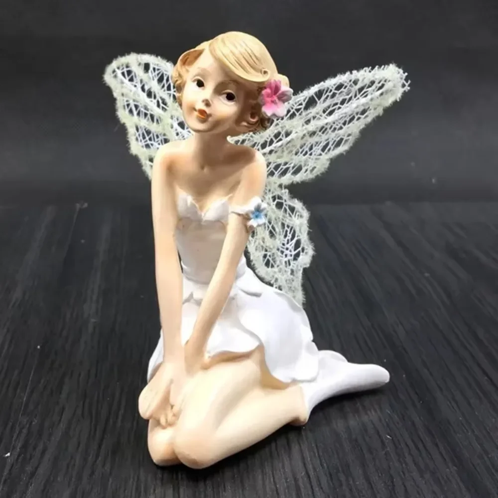 HOT Desktop Cake Decorating Flower Fairy with Wing Miniature Figurines Angel Ornament Garden Figurines Birthday Gifts Home Decor