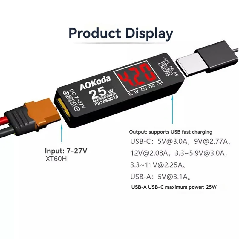 

Quick Charger For Lipo Battery XT60 To PD3.0 Overload And Short Circuit Protection For Smartphone Tablet PC DIY Projects-B64A