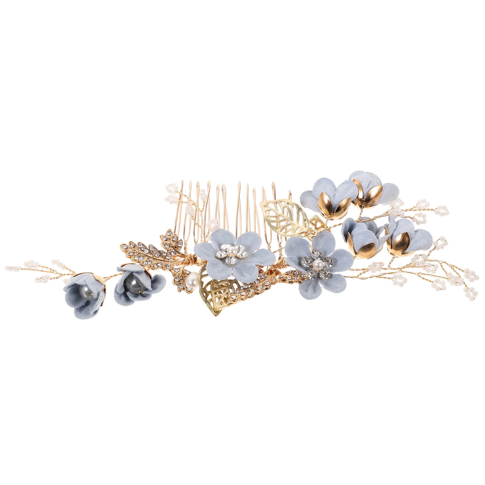 

Leaf Rhinestone Bridal Hair Comb Flower Design Side Comb Hair Accessory Lightweight Elegant for Wedding Engagement