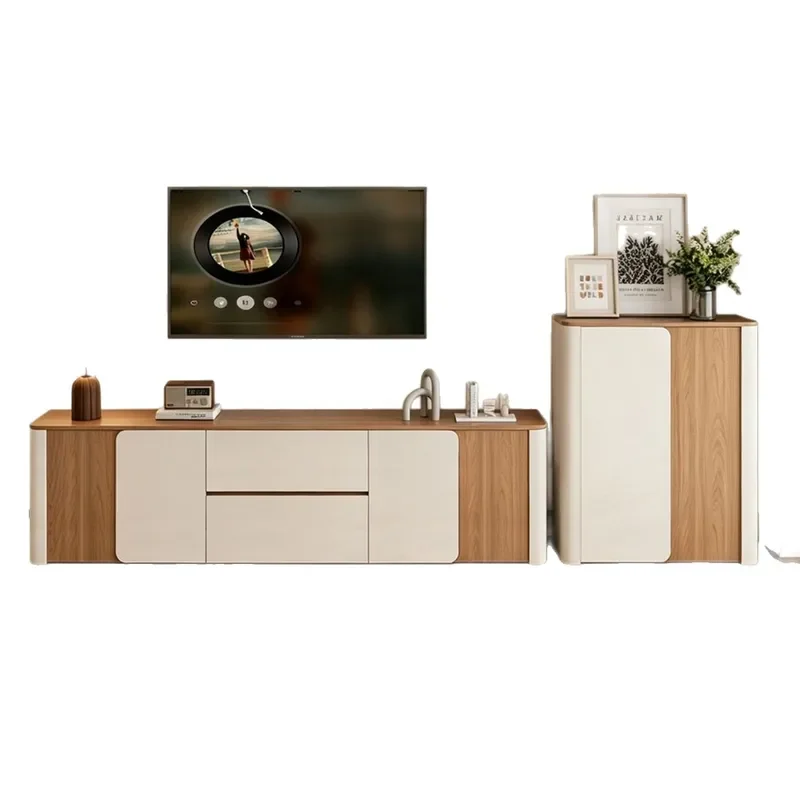 for Medieval Cream Wind Solid Wood TV Cabinet Living Room Side Cabinet Combination High Locker Integrated Storage Floor Unit