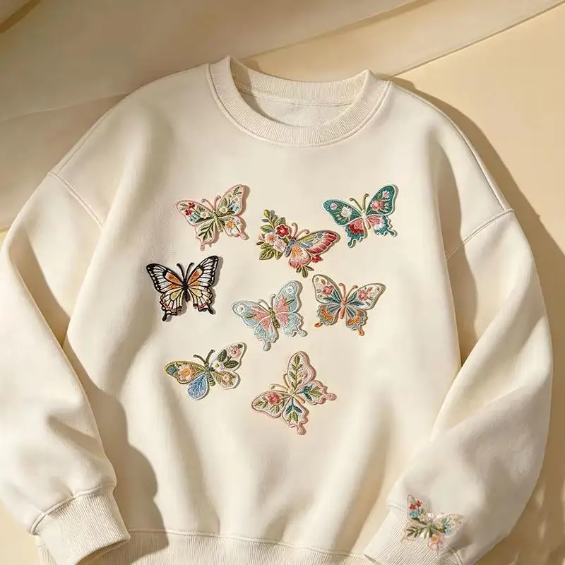 New Butterfly Heat Transfer Iron On Patches Embroidery Design for School Art Projects Clothing Bags DIY Decor for Students