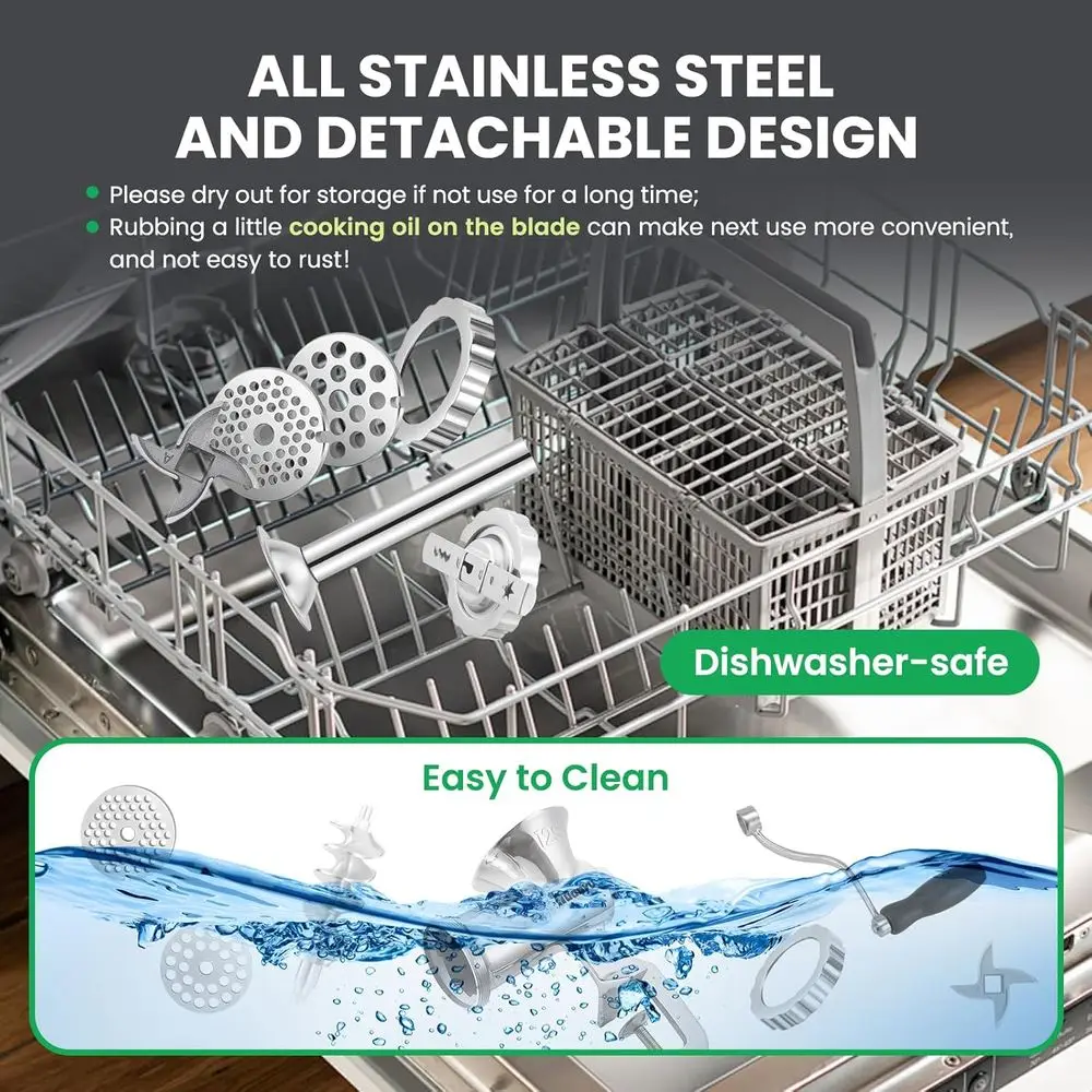 Heavy Duty Sausage Meat Grinder Stainless Steel Hand-Cranked with Biscuit Making Accessories #12S