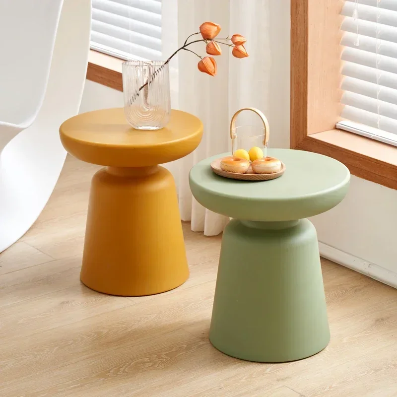 Mushroom Stool Side Table Wabi Sabi Style Plastic Round Accent Table for Sofa Corner Balcony Soft Furnishing Decor