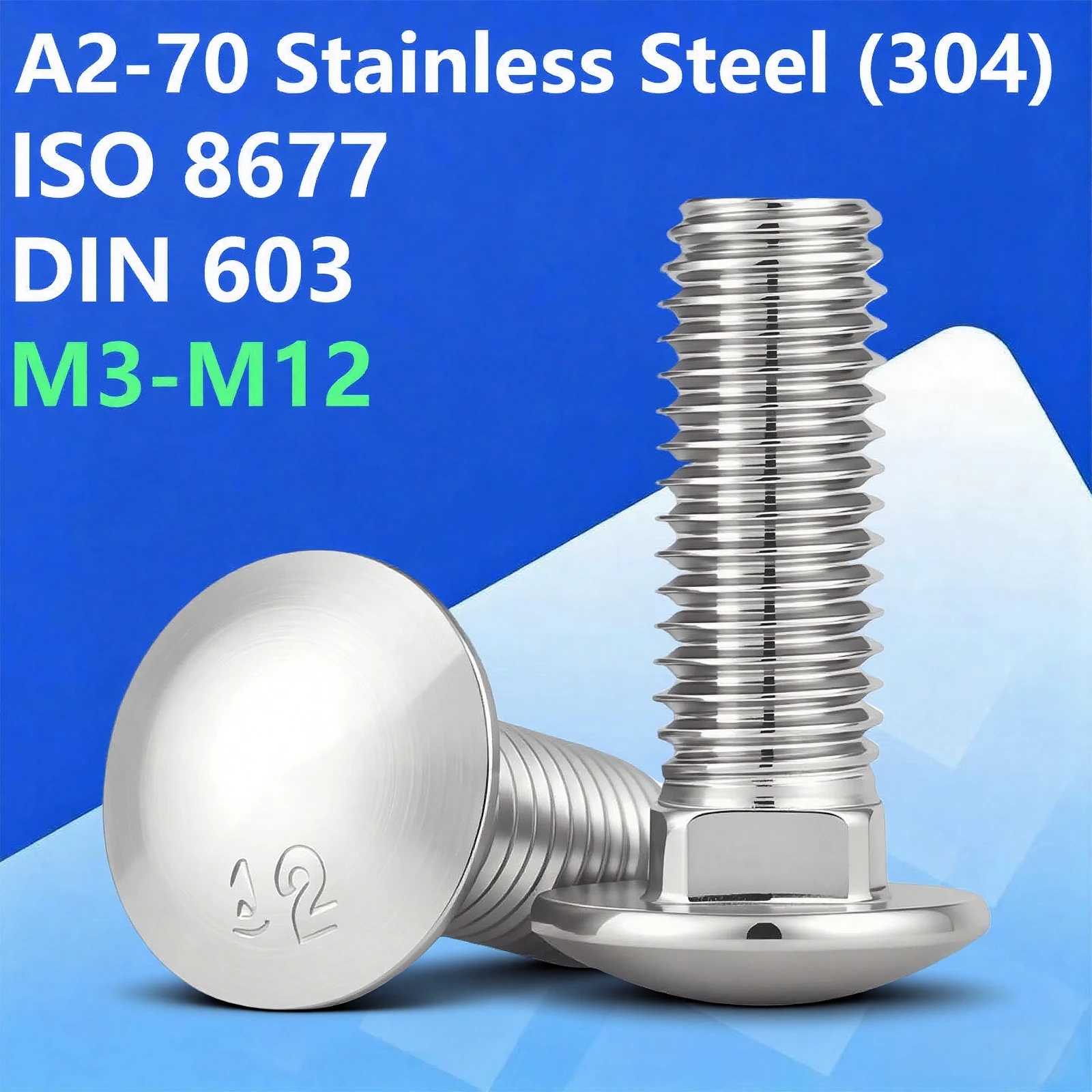 DIN 603 Carriage Bolt A2-70 Stainless Steel Round Head Square Neck Coach Bolt for Wood Furniture Hardware