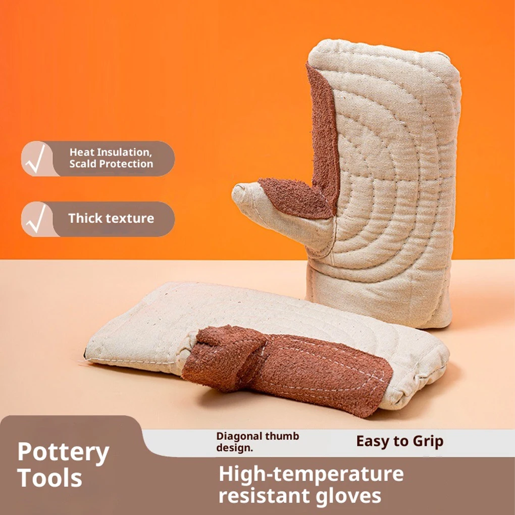 

Холщовые термостойкие хлопковые перчатки для печи, практичное решение для стрельбы и гончарных работ, термостойкие хлопковые перчатки для печи