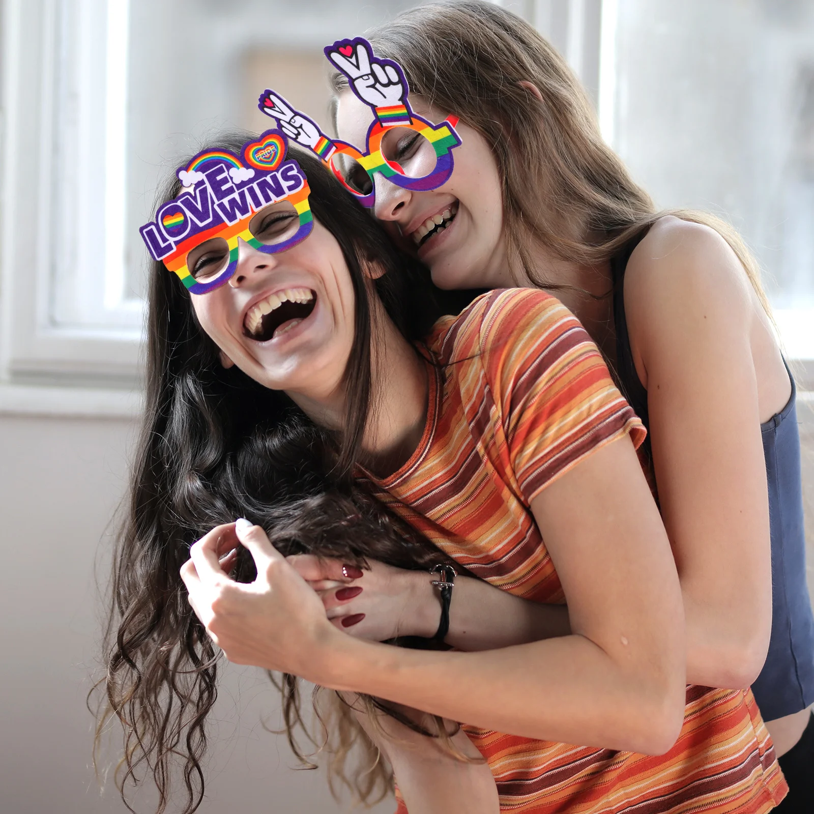 

5 Pcs Glasses Holiday Themed Pride Month Photo Booth Props Prom Fancy Colorful Carnival Party