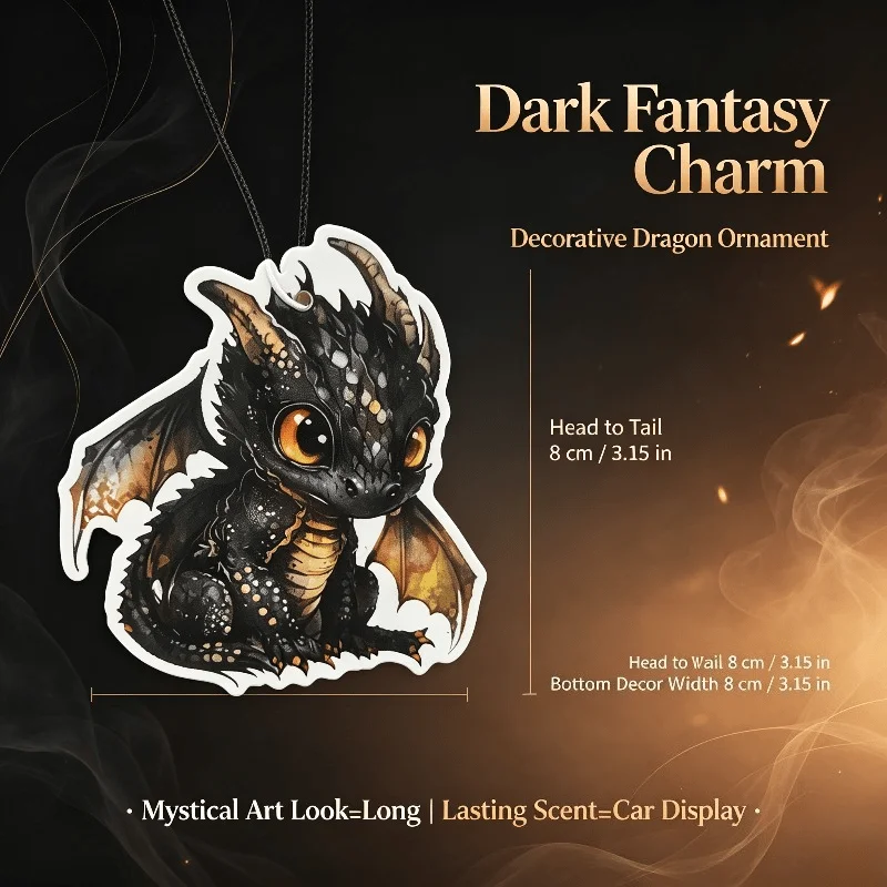 Car Air Freshener Cute Black Gold Baby Dragon Hanging Scent Card for Car Interior Decor Rearview Mirror Ornament Gift