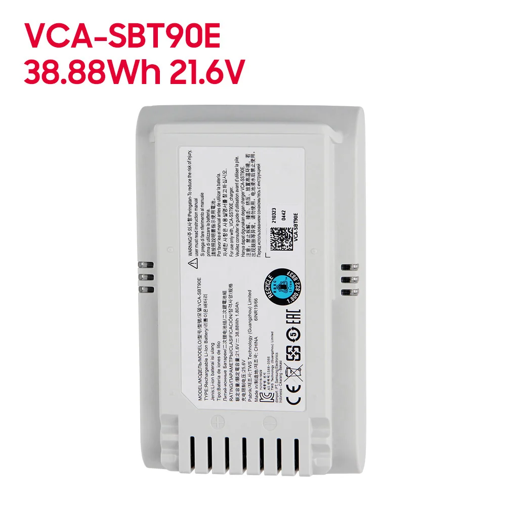 21.6V 2400mAh VCA-SBT90E VCA-SBT90EB Battery For Samsung Jet70 Pet Jet90 and Jet75 Stick Vacuum