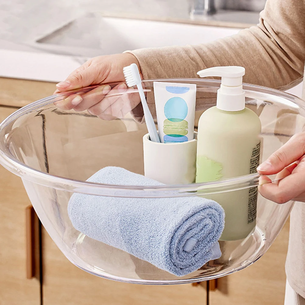 3pcs 어린이를위한 투명한 발 담그는 욕조 세면대 욕실 플라스틱 욕조 얼굴 세척 깨끗이 홈 여행