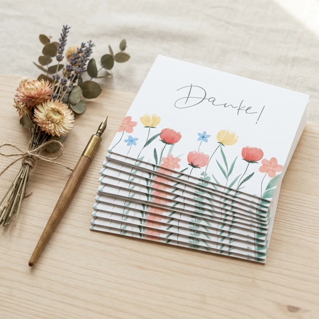 Hand Drawn Watercolor Thank You Cards Set of 10 Artistic Floral Design for Gifting