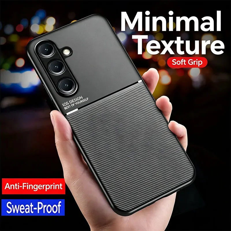 Magnetische Auto-Handyhülle für Samsung Galaxy S26 S25 S24 S23 S22 S21 S20 Plus Ultra Rückseite mit Ledertextur und Magnetverschluss
