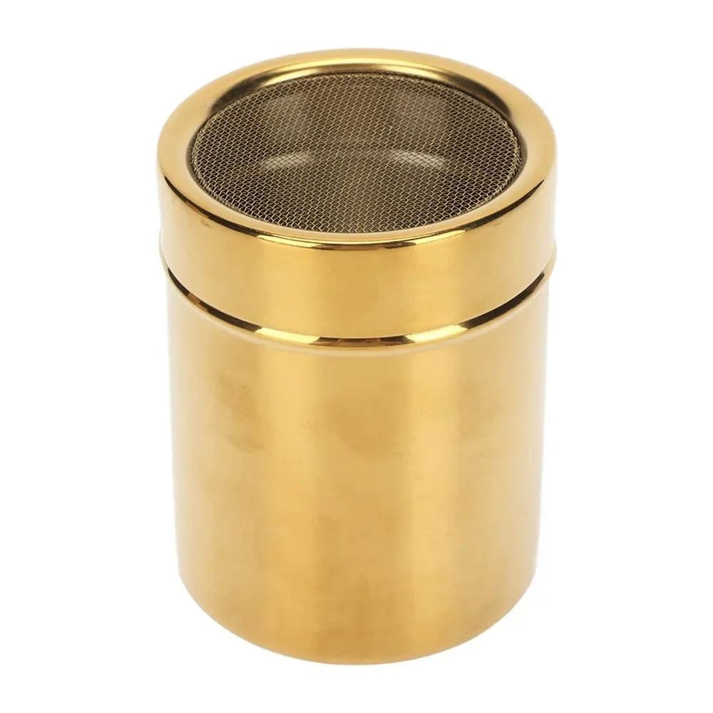 

Seasoning Tools, Powder Shaker Stainless Steel Rust Resistance Gold Fine Mesh Powder Sugar Shaker for Kitchen, Seasoning Tools