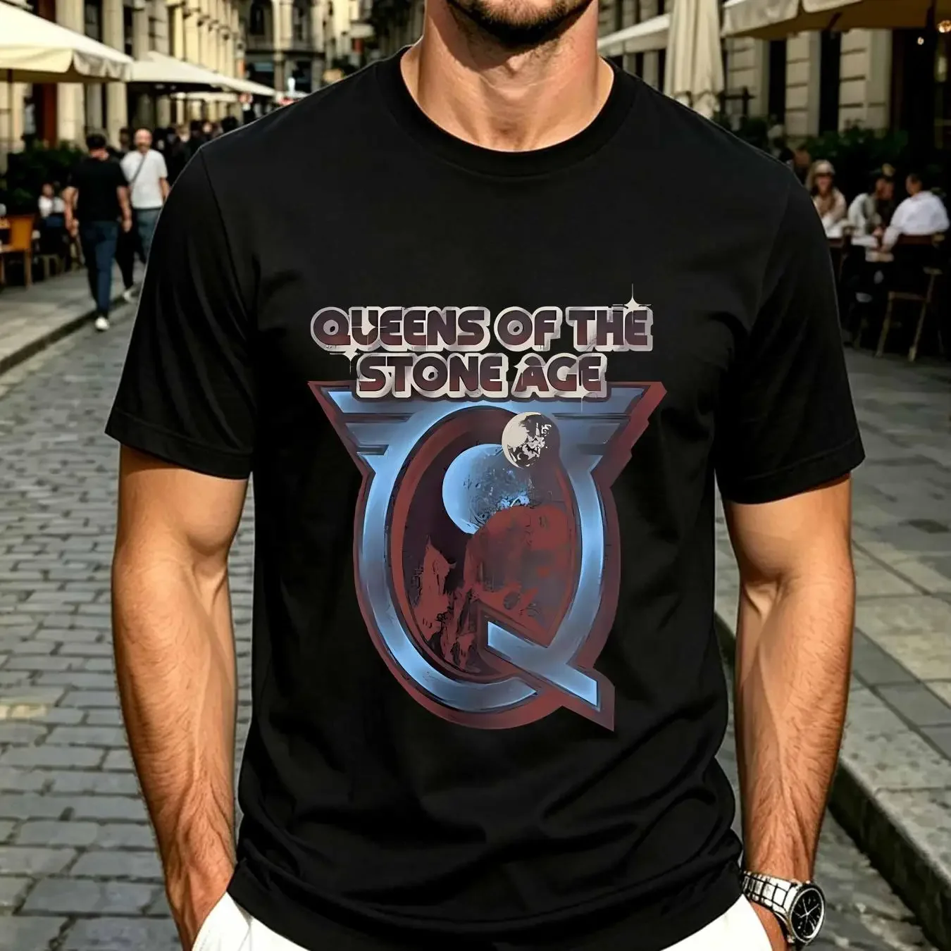 washed T Shirt Amplified Mens Queen Of The Stone Age NS5203 long or short sleeves vintage Washed streetwear homme Slightly