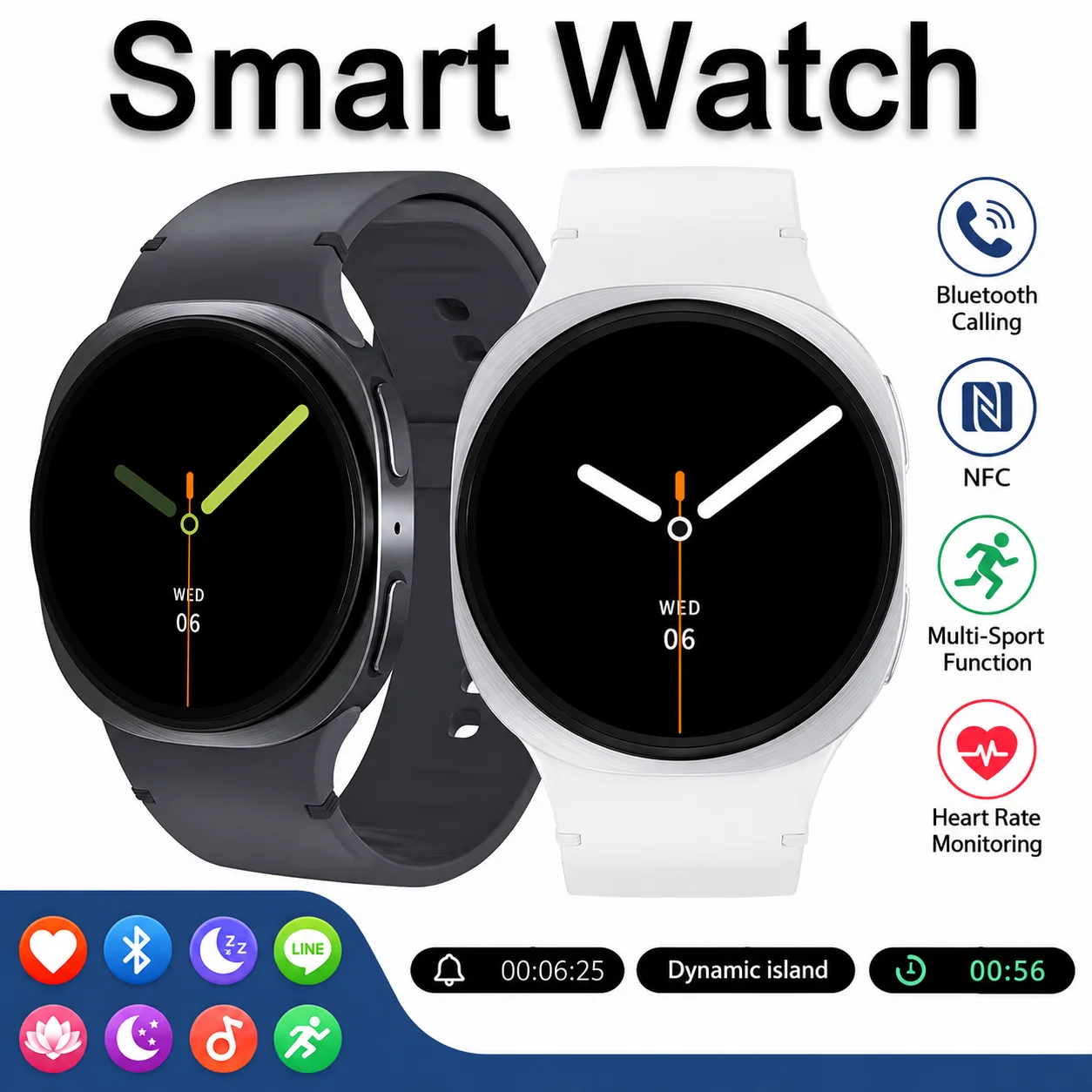 2026 New Smart Watch Game Dial Dynamic Dial Bluetooth Call Wireless Charging Fitness Tracker Voice Assistant Gift