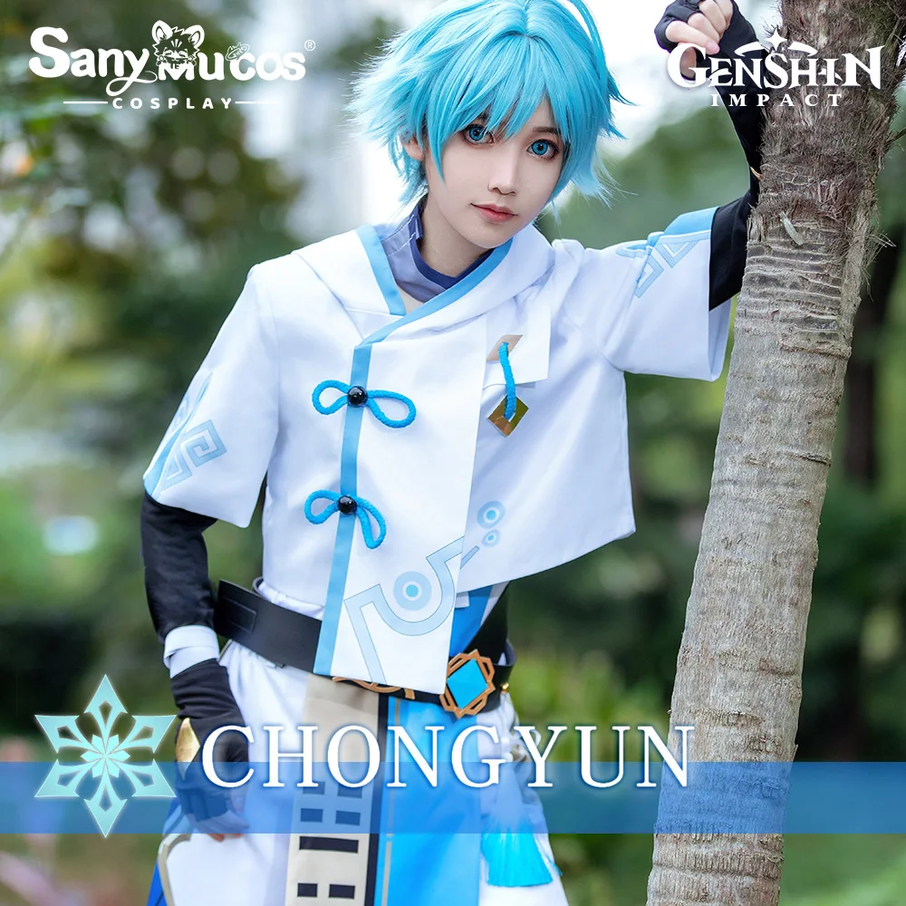 

【48H To Ship】SanyMuCos Genshin Impact Chongyun Cosplay Costume Top And Pants Party Clothes Liyue Chongyun Wig Halloween Set