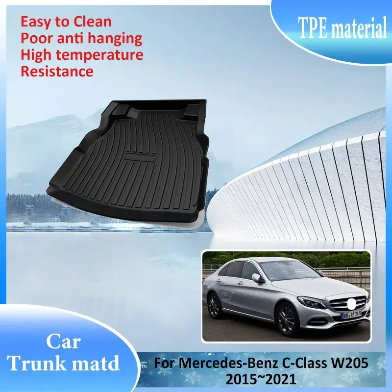 

TPE Material Trunk Mat Rear For Mercedes Benz C Class W205 2015~2021 Easy Clean Auto Waterproof Accessory Protector Anti scratch
