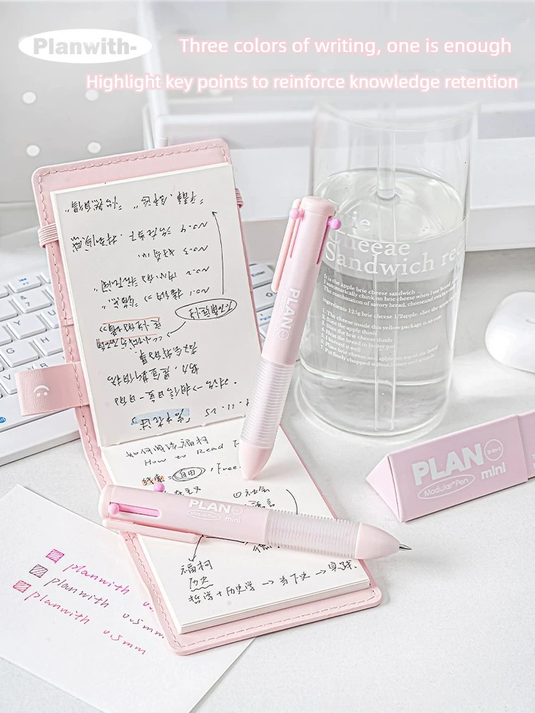 

12/3 Color 3 in 1 Multi Functional Click Ballpoint Pen Retractable Gel Pen for Writing Journal Office School Supplies Stationery