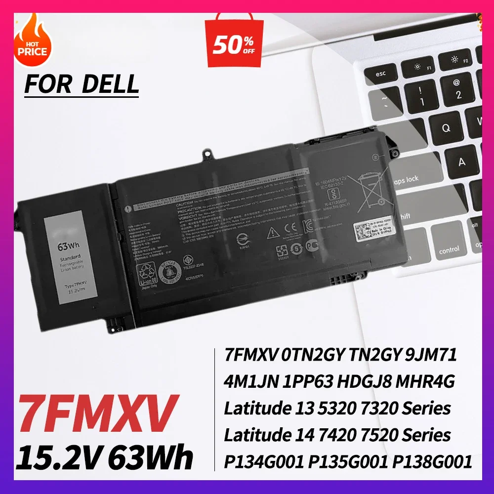 

7FMXV Laptop Battery for Dell Latitude 5320 7520 7420 7320 Latitude 5320 2-in-1/7320 2-in-1 P134G001 0TN2GY 9JM71 4M1JN 1PP63