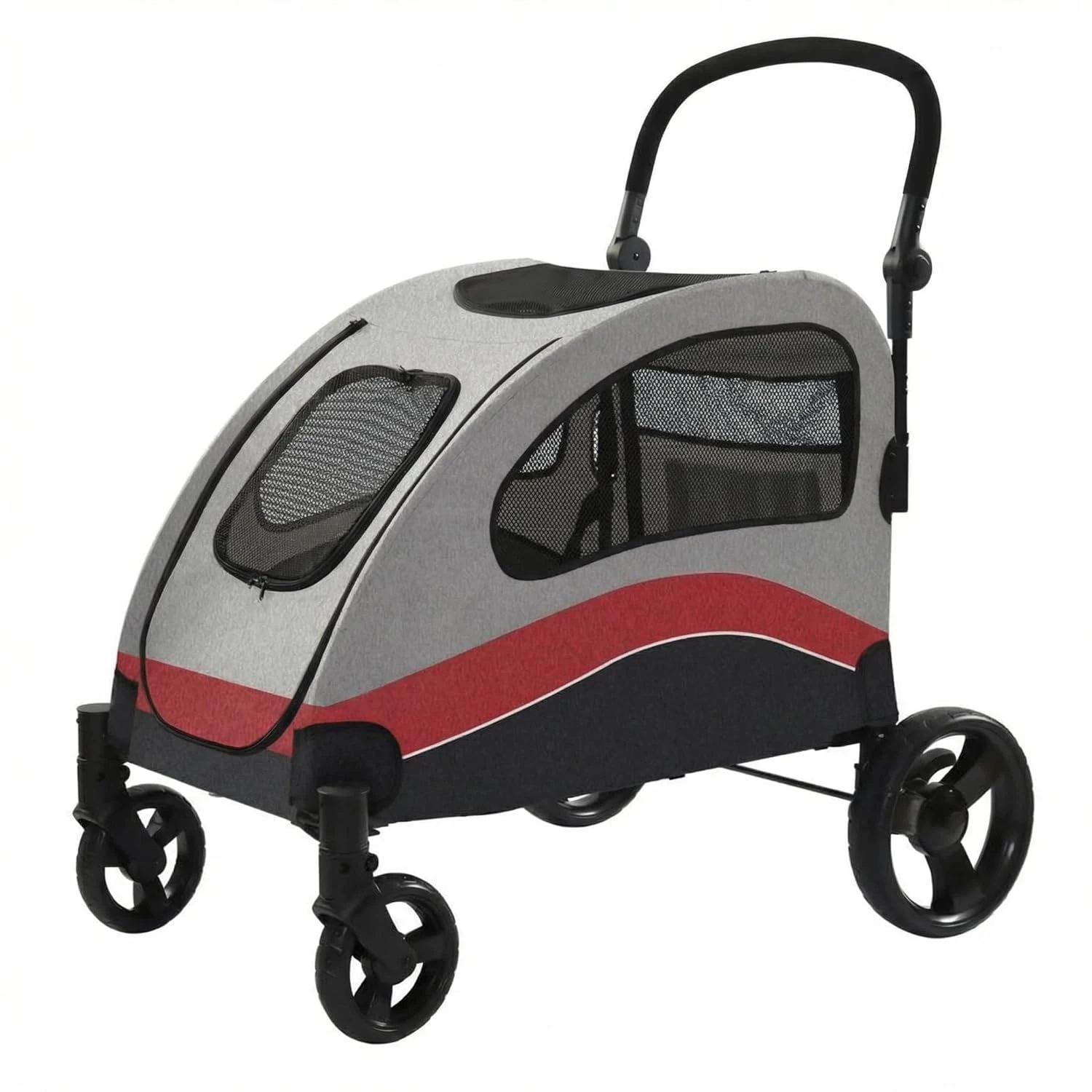 Hondenbuggy, hondenbox, opvouwbare kattenbuggy, 360 graden draaibaar °   Slijtvaste rubberen wielen, dierenwagen met ademend gaas