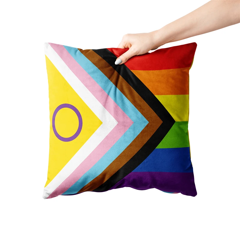 Aertemisi 18'' x 18'' Intersex Inclusive Pride Flag Arcobaleno LGBT Federe per cuscini Federe 45 cm x 45 cm
