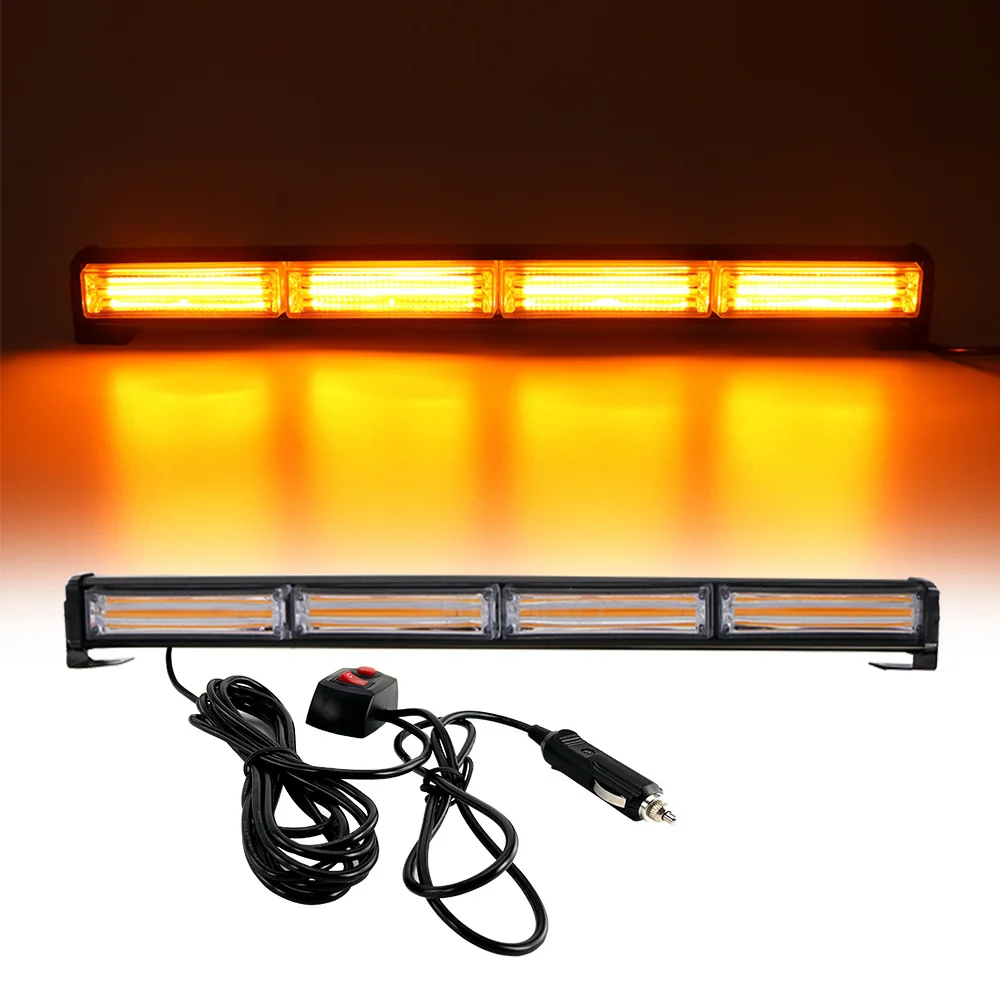 Car Strobe Warning Light Bar Police Flasher Yellow LED COB Police Emergency Flashing Signal Lamp Beacon for Vehicle Safe 12V 24V