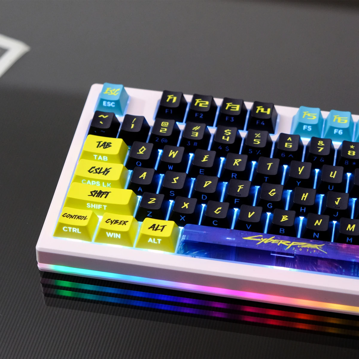 

131Keys 2077 Side light Transmission Keycaps PBT Cherry Profile Dye Sublimation Keycaps For MX Switch Gaming Mechanical Keyboard