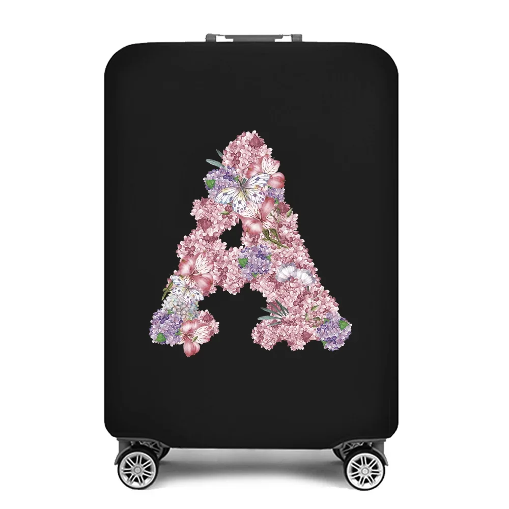 Travel Essentials Luggage Cover Rose Flower Letters Print 18-32 Inch Holiday Traveling Accessories Trolley Elastic Suitcase Case