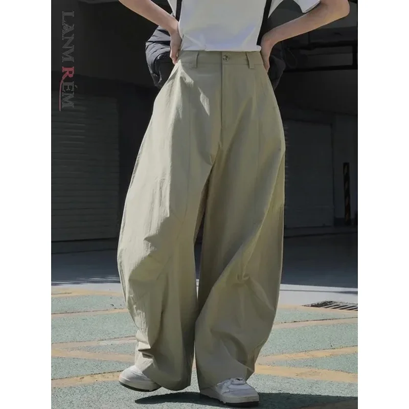 

Fashion Wide Leg Pants For Women High Waist Solid Lantern Trousers Korean Style Clothing 2024 Spring New