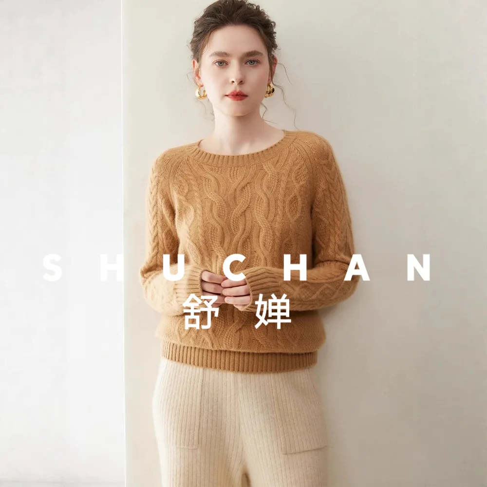 

470 г шерстяной кашемировый свитер с круглым вырезом, женский вязаный утолщенный свитер, осенне-зимний свободный с длинными рукавами