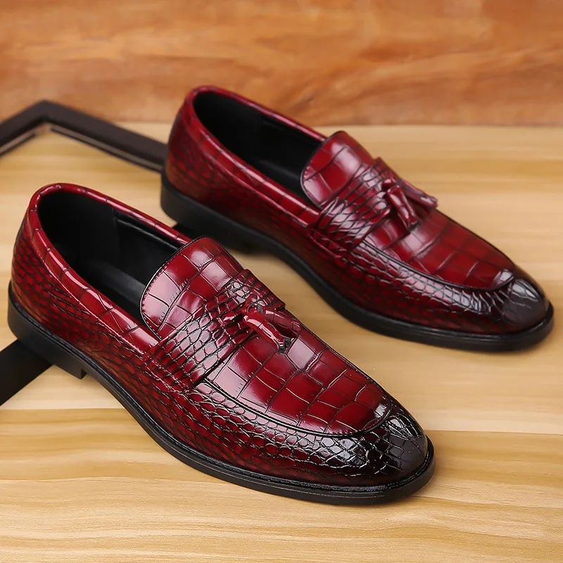 Men's Dress Leather Shoes Horse Street Buckle High Quality Men's Oxford Shoes Wedding Party Office Formal Shoe Large Size 38-48