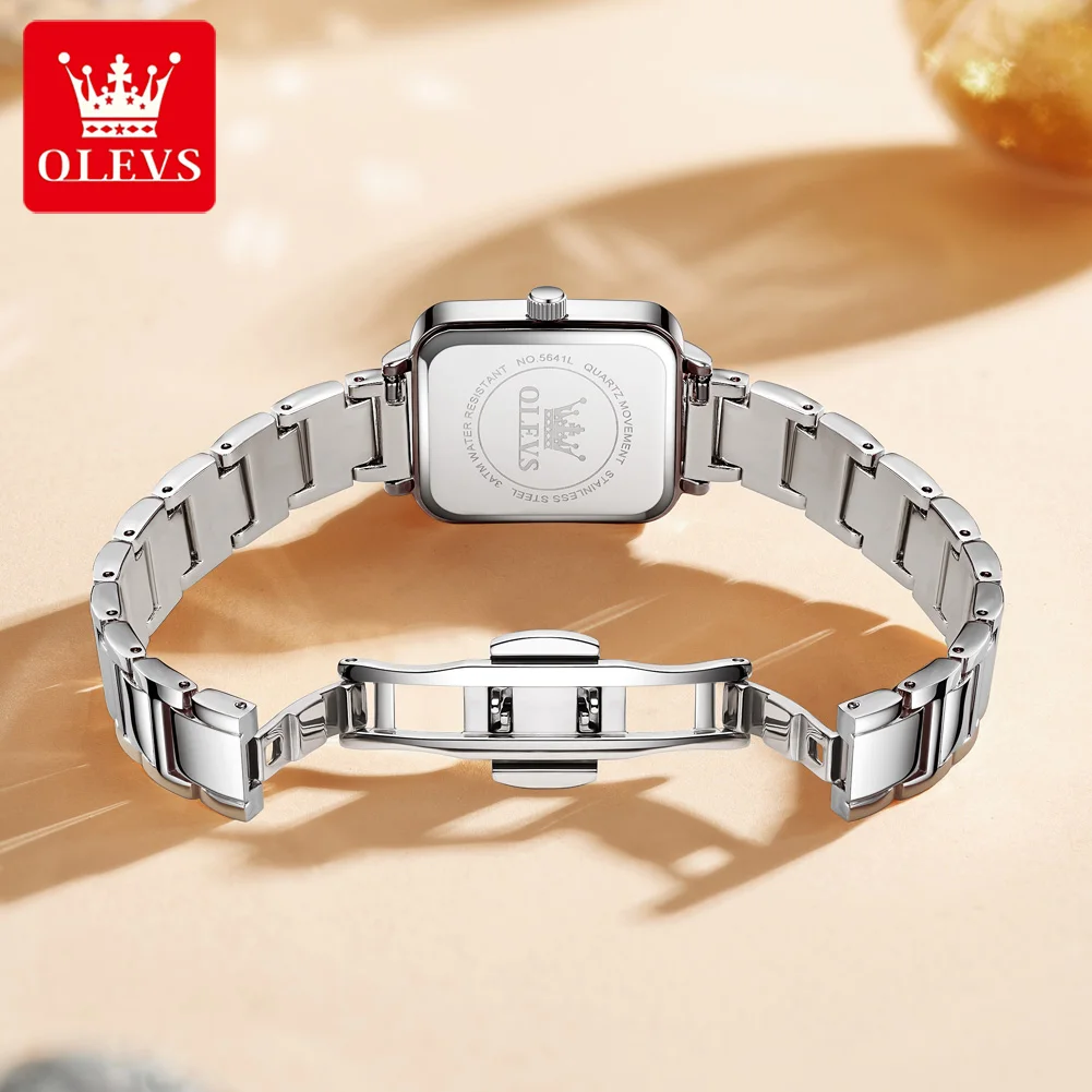 OLEVS 5641 Watches For Woman Elegant Square Quartz Watch Waterproof Luminous Date Ladies Watch Girls Bracelet Set Gifts Box New